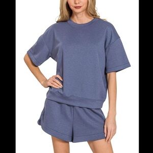 Zenana Outfitters ~ Blue/Purple toned, Cozy Lounge Shorts Set
